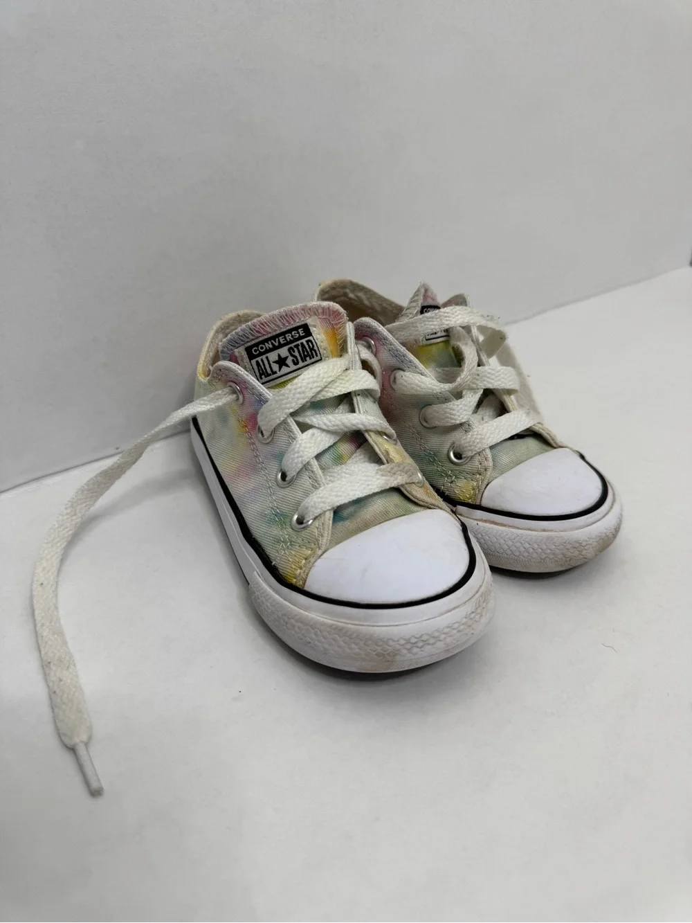 Converse Toddler Low Top Sneakers - White with Pastel Tie-Dye